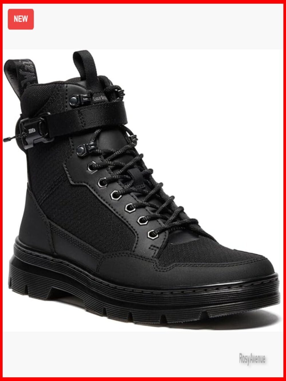 Unisex Combat Boots with Adjustable Ankle Strap, Recycled Canvas